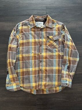 Fox Racing MENS Plaid Flannel Shirt SZ LARGE 100% Cotton Long Sleeve Button Up